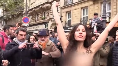 «Ne bradons pas la laïcité» : torse nu, une femme s'invite à la marche contre l'islamophobie (VIDEO)