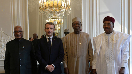Emmanuel Macron et ses homologues nigérien, malien et tchadien à l'Elysée, en novembre 2019 (image d'illustration).