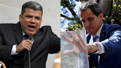 A gauche : Luis Parra du parti Première justice ; à droite : Juan Guaido, du parti Volonté populaire.