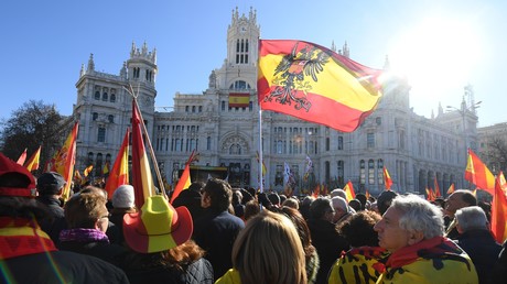 Manifestation à l'appel de Vox contre l'accord passé entre Pedro Sanchez et des indépendantistes catalans, le 12 janvier à Madrid.
