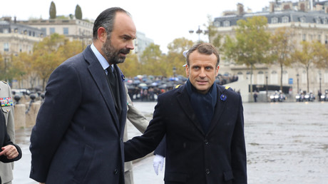 Edouard Philippe et Emmanuel Macron le 11 novembre 2019 à l'Arc de triomphe, Paris (image d'illustration).