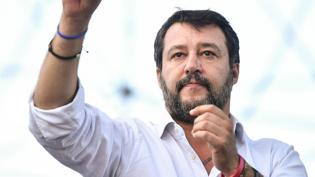 Matteo Salvini lors d'un rassemblement politique contre l'actuel gouvernement italien, à Rome, le 19 octobre 2019 (image d'illustration).