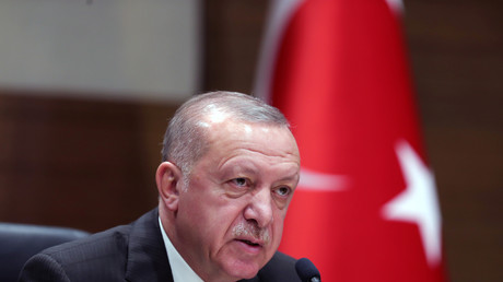 Le président turc, Recep Tayyip Erdogan, s'exprime lors d'une conférence organisée à Istanbul, le 26 janvier 2020.