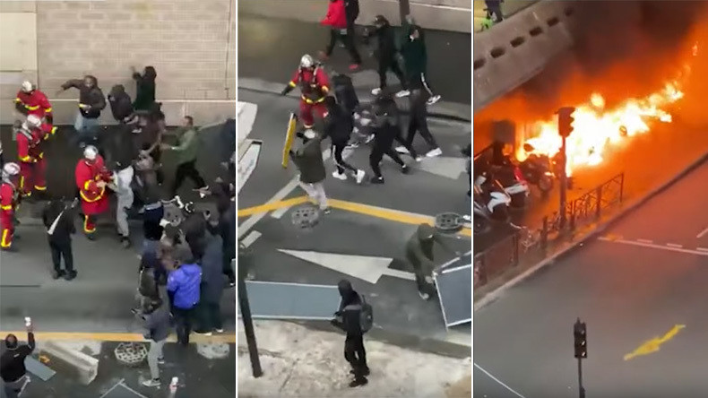 Des manifestants empêchent des pompiers d'intervenir sur les incendies déclenchés à la gare de Lyon