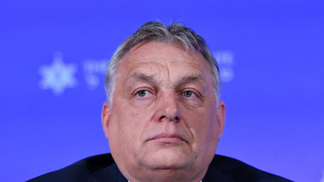 Le premier ministre hongrois Viktor Orban lors d'une conférence réunissant plusieurs figures et dirigeants souverainistes européens, le 4 février à Rome.