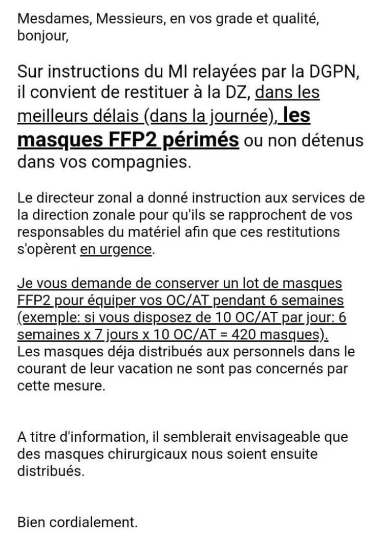 Des masques pour les policiers... pris aux postiers : déshabiller Pierre pour habiller Paul ?