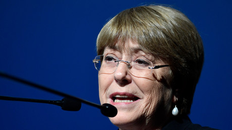 Michelle Bachelet, Haut-Commissaire des Nations Unies aux droits de l'homme, prononce un discours lors de l'événement 