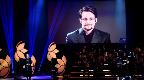 L'ancien lauréat de Right Livelihood, Edward Snowden, réalise une vidéoconférence lors de la cérémonie de remise des prix Right Livelihood 2019 à Cirkus, Stockholm, en Suède le 4 décembre 2019 (image d'illustration).