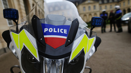 Une moto BMW R 1200 RT de la police nationale française est photographiée à Caen, dans le nord-ouest de la France le 23 octobre 2017 (image d'illustration).