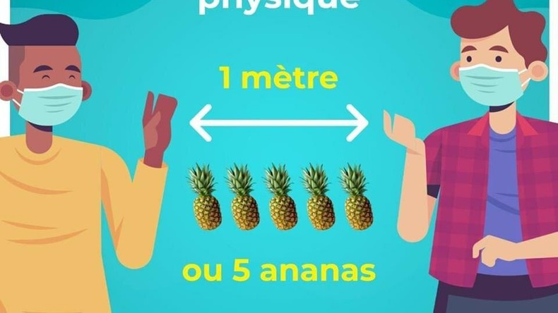 La distanciation, «1 mètre ou 5 ananas» : le préfet de Martinique retire une affiche jugée raciste