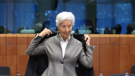 La présidente de la Banque centrale européenne (BCE) Christine Lagarde à une réunion de l'Eurogroupe à Bruxelles le 17 février 2020 (illustration).