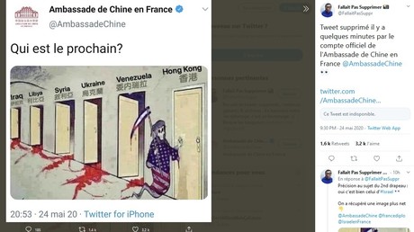 Dessin polémique : l'ambassade de Chine en France affirme que son compte Twitter a été «falsifié»