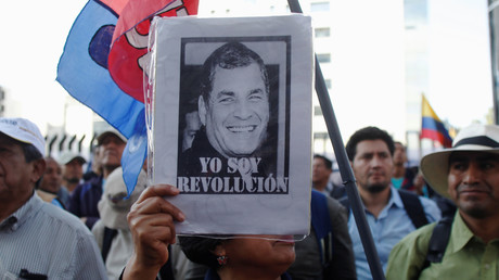 Manifestation des partisans de l'ancien président équatorien Rafael Correa devant la Cour suprême, à Quito, Équateur, le 7 novembre 2018. (Image d'illustration)