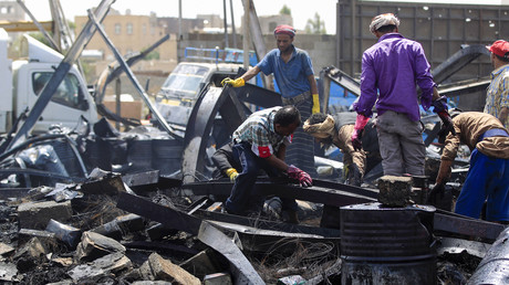 Décombres à Sanaa, au Yémen, en juillet 2020 après une frappe de la coalition menée par l'Arabie saoudite (image d'illustration).