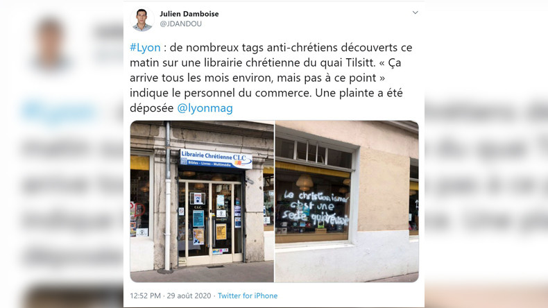 «Jésus=P*», «Dieu n’existe pas» : une librairie lyonnaise taguée d'inscriptions anti-chrétiennes