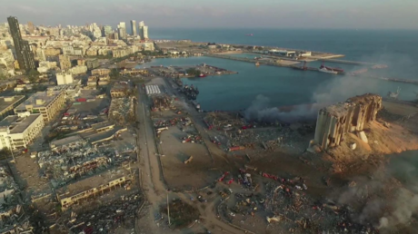 Le quartier du port de Beyrouth après la double explosion du 4 juillet 2020.