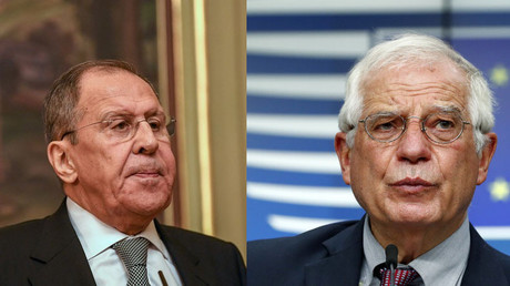 A gauche, Sergueï Lavrov ; à droite, Josep Borrell. Les deux diplomates s'inquiètent d'un scénario à l'ukrainienne en Biélorussie... Avec des perspectives différentes.