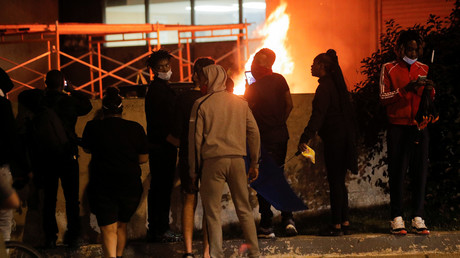 Incendie en marge d'une manifestation à Rochester (Etat de New York), le soir du 4 septembre 2020, après la diffusion de la vidéo de l'interpellation de Daniel Prude, le 23 mars à Rochester.