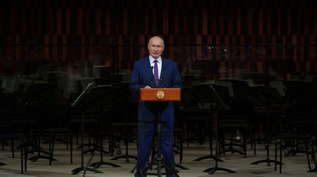 Le président russe Vladimir Poutine prend la parole pour la 75e Assemblée générale de l'ONU