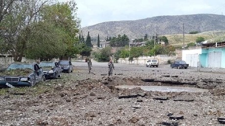 Martakert (Haut-Karabargh), frappé selon le gouvernement arménien par des raids aériens azerbaïdjanais ; photo diffusée le 30 septembre 2020 par le gouvernement arménien (image d'illustration).