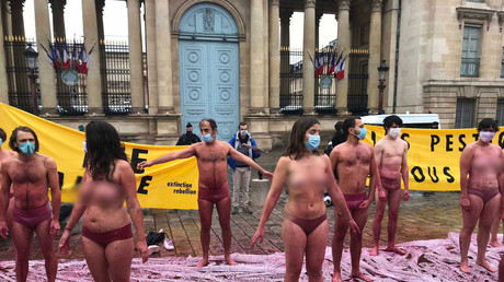 Néonicotinoïdes : action coup de poing d'Extinction Rebellion devant l'Assemblée (IMAGES)