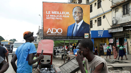 Affiche de campagne d'Alassane Ouattara, le 15 octobre 2020 à Abidjan (image d'illustration).
