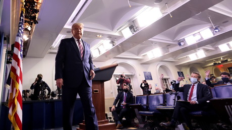 Le président américain Donald Trump lors de son allocution à la Maison Blanche le 5 novembre en fin d'après-midi.