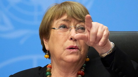 La Haut-commissaire aux droits de l'Homme de l'ONU, Michelle Bachelet, en conférence de presse à Genève le 9 décembre