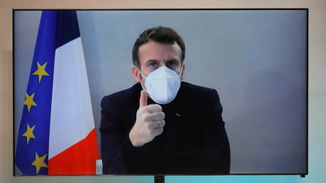 Emmanuel Macron en visioconférence de puis La Lanterne, le 17 décembre 2020 (image d'illustration)