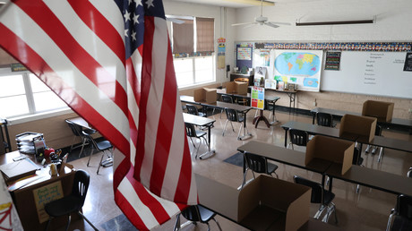 Une salle de classe de l'école Saint Benedict, près de Los Angeles, le 14 juillet 2020 (image d'illustration)
