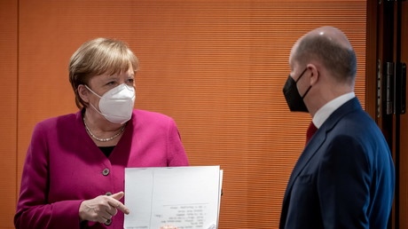 Angela Merkel à la chancellerie de Berlin le 3 mars 2021
