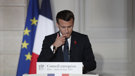 Emmanuel Macron lors de la conférence du 25 mars 2021, à Paris.