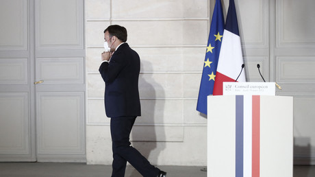 Emmanuel Macron à l'issue de la conférence de presse, le 25 mars 2021, à Paris.