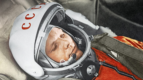 Iouri Gagarine avant le vol spatial Vostok-1, le 12 avril 1961.