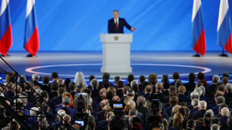 Le discours de Vladimir Poutine devant l'Assemblée Fédérale en 2020 (image d'illustration).