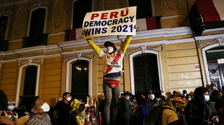 Des partisans de Keiko Fuimori le 6 juin 2021 à Lima au Pérou (image d'illustration).