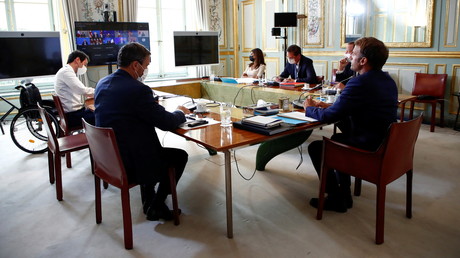 Emmanuel Macron prend part au sommet du G7 du 24 août 2021, en visioconférence depuis l'Elysée (image d'illustration).