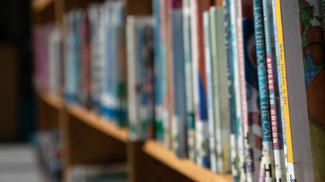 Une rangée de livres est photographiée dans une bibliothèque scolaire aux Etats-Unis (image d'illustration).
