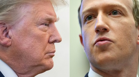 Un montage photo montrant Donald Trump à Washington le 7 décembre 2020, et Mark Zuckerberg dans la même ville, le 23 octobre 2019.