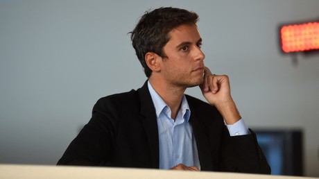 Gabriel Attal lors du débat à la Fête de l'Humanité, à La Courneuve, le 11 septembre 2021.