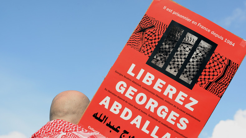 Manifestation devant la prison française où est détenu Georges Abdallah, emprisonné depuis 37 ans