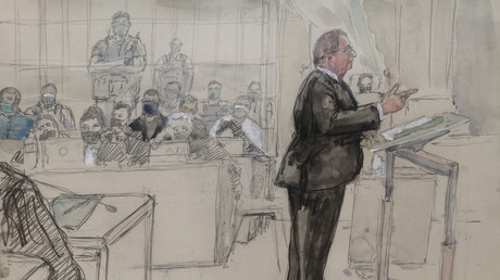 Dessin de François Hollande lors de son audition au procès du 13-Novembre