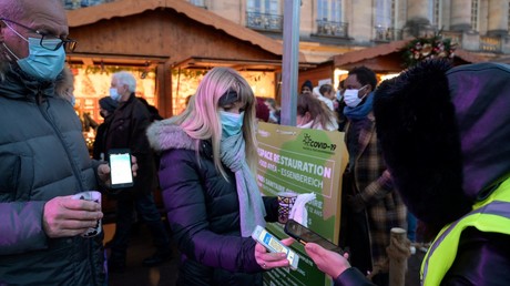 Un contrôle du pass sanitaire pour entrer au marché de Noël à Strasbourg, le 27 novembre 2021 (image d'illustration).