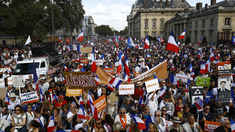 Manifestation à Paris pour la liberté à l'appel de Florian Philippot, le 28 août (image d'illustration).
