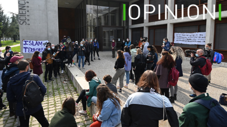 Manifestation contre l'islamophobie, sur le campus de Sciences Po Grenoble, en mars 2021 (image d'illustration).