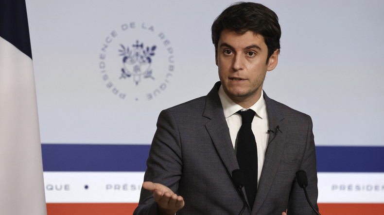 Gabriel Attal lors d'une conférence de presse à l'Elysée