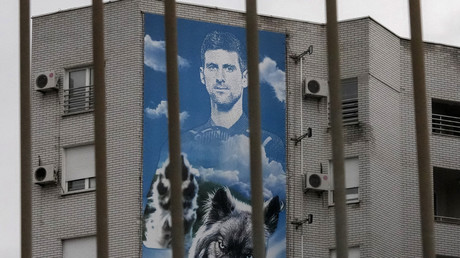 Une représentation du joueur de tennis serbe Novak Djokovic sur un bâtiment à Belgrade, en Serbie, le 6 janvier 2022 (image d'illustration).