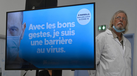 Le professeur Didier Raoult lors d'une conférence de presse sur la situation sanitaire à Marseille le 27 août 2020.