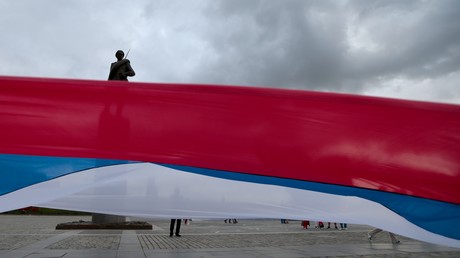 Un drapeau russe à Moscou le 22 août 2014 (image d'illustration).