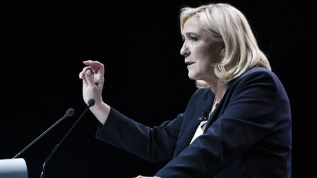 Marine Le Pen lors de son meeting de Reims